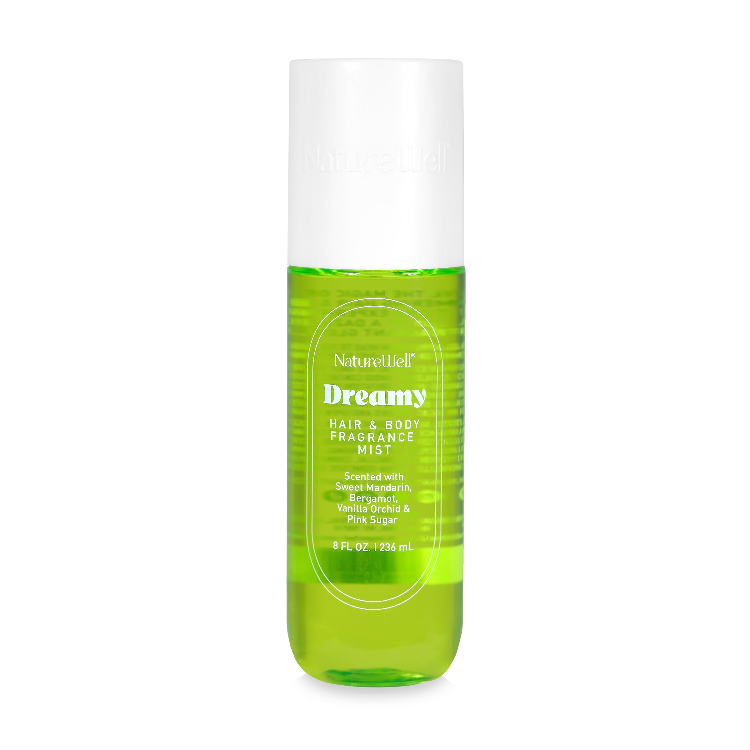 Bottle of NatureWell Dreamy Hair & Body Fragrance Mist