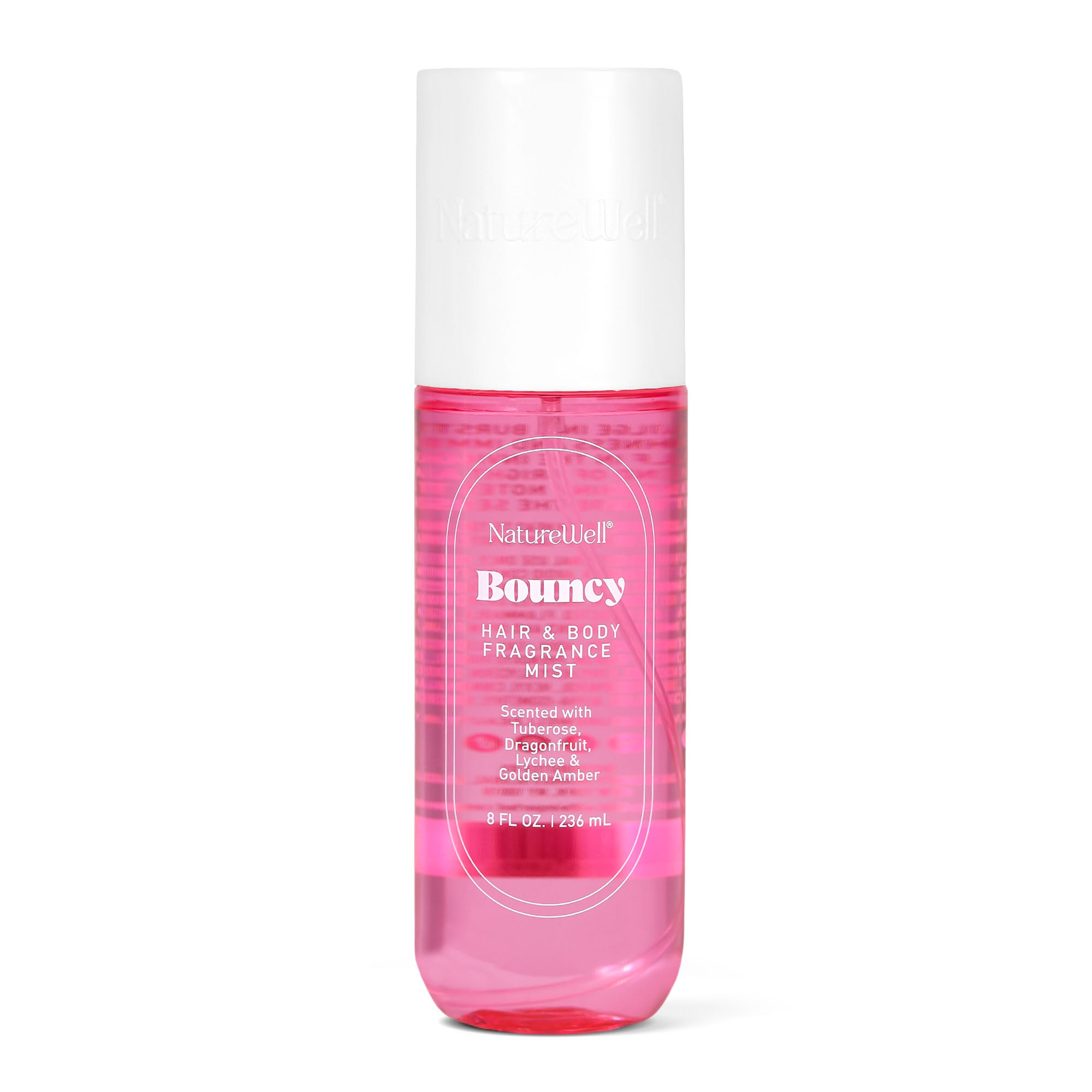 Bottle of NatureWell Bouncy Hair & Body Mist on a white background