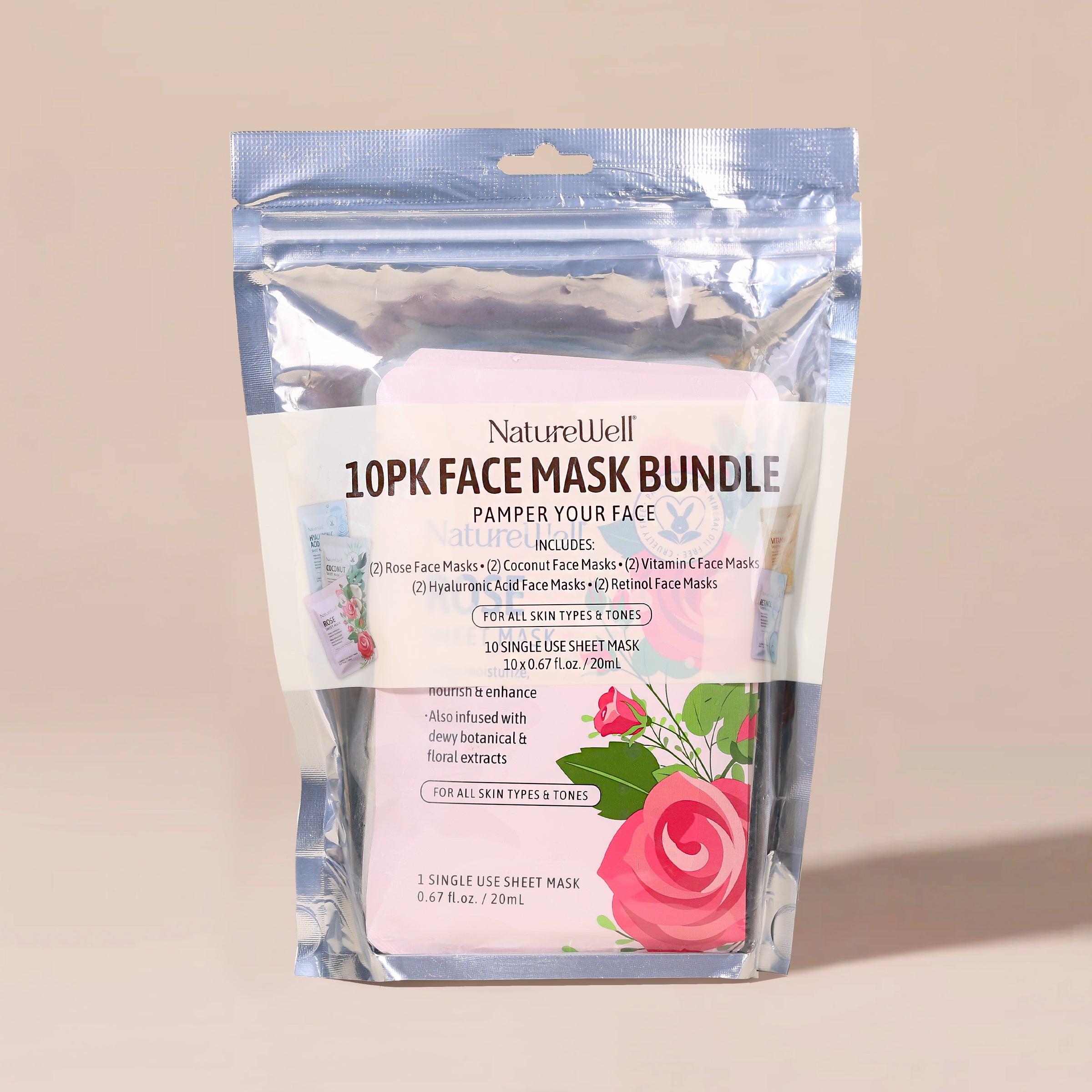 package of 10 single use sheet masks