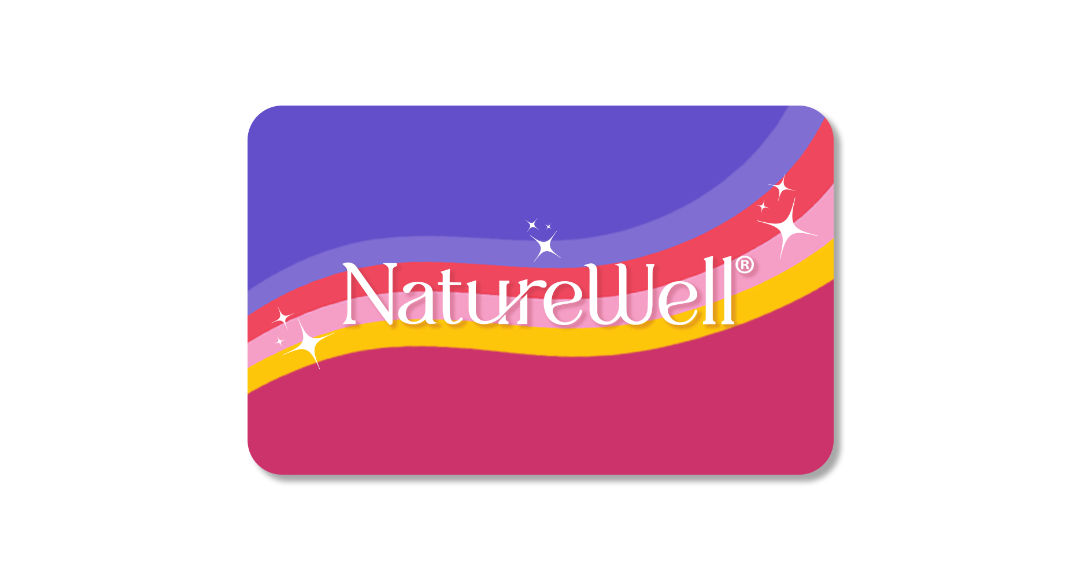 Colorful NatureWell Gift card on a white background