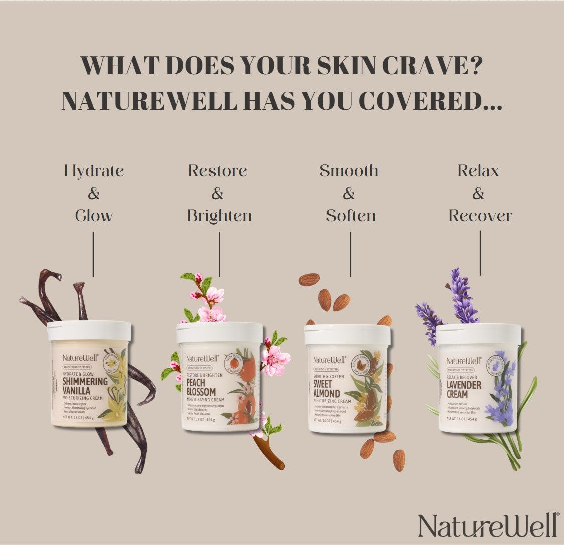 assortment of 4 jars of moisturizing cream with different scents and skin benefits to suit various needs