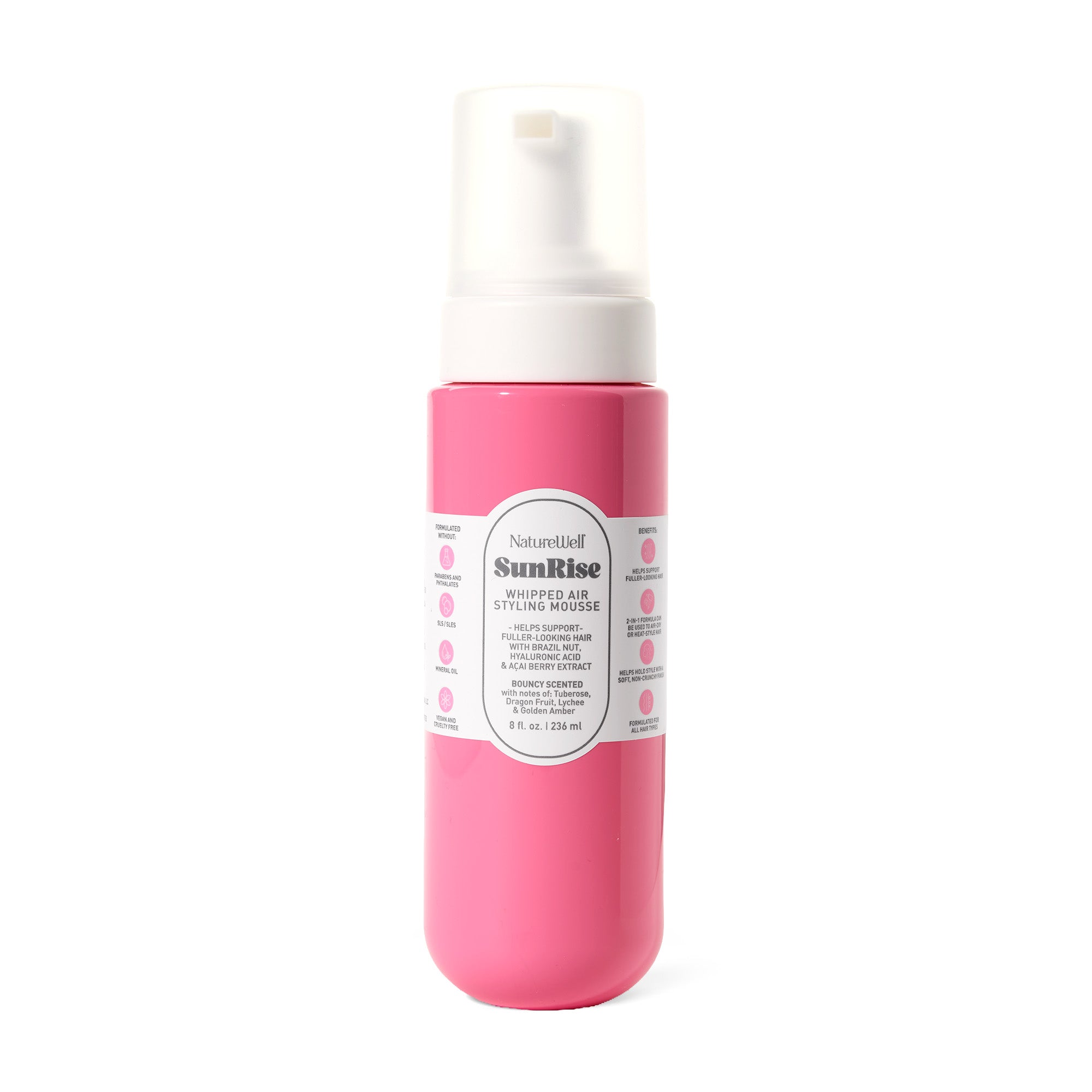 NatureWell SunRise Volumizing Styling Mousse on a white background