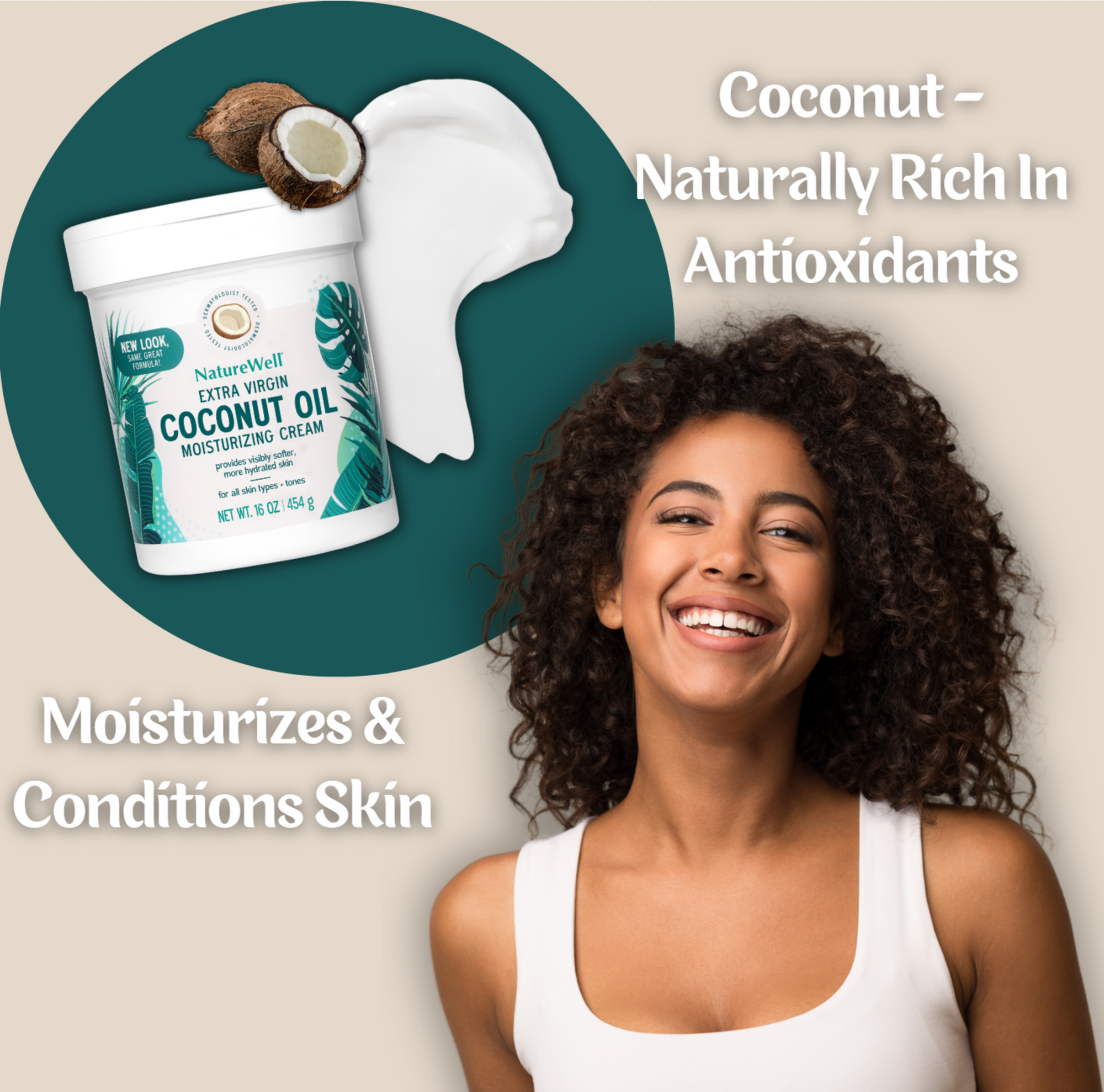 Extra Virgin Coconut Oil Light Moisturizing Cream, 16 Oz