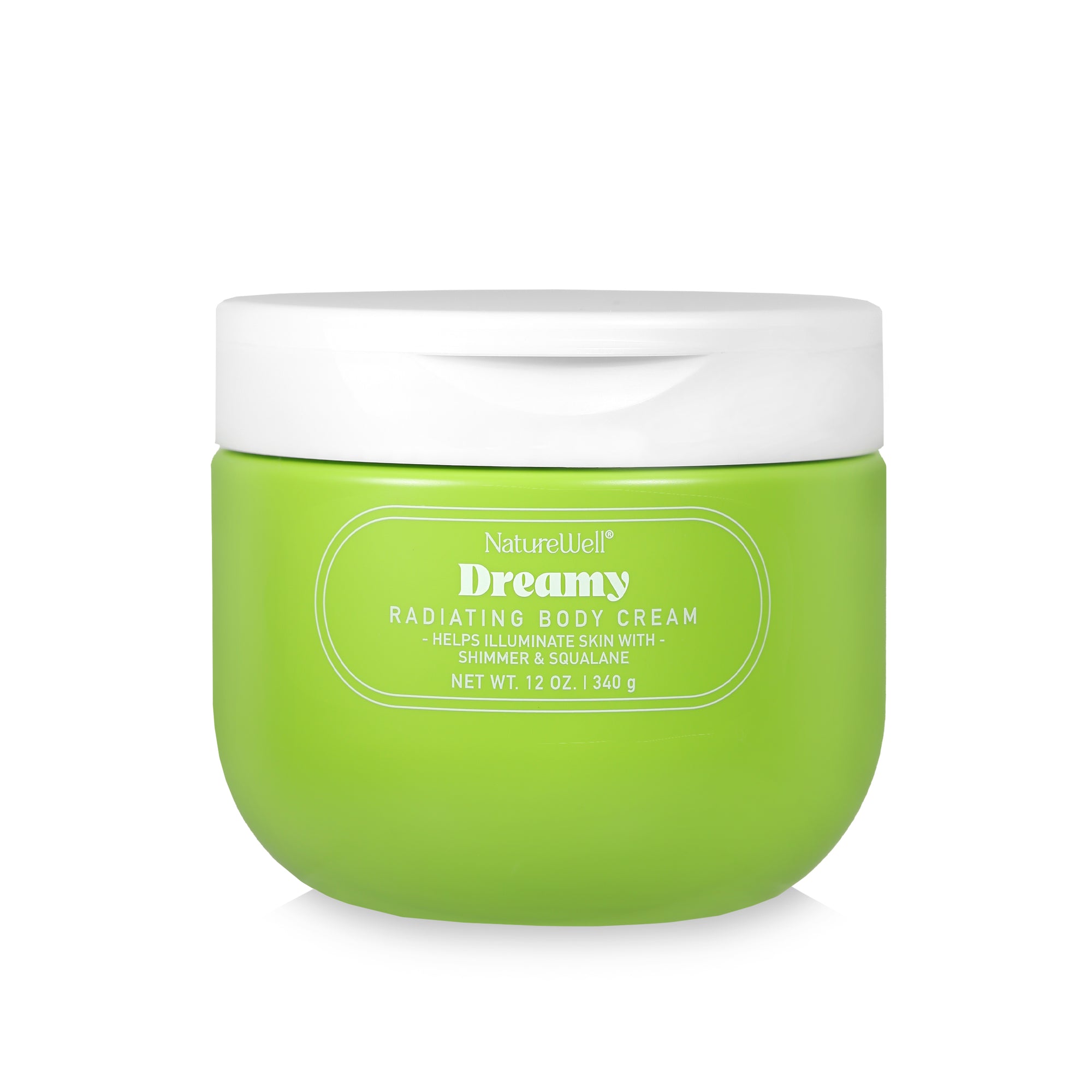 Jar of NatureWell Dreamy Radiating Body Cream on a white background