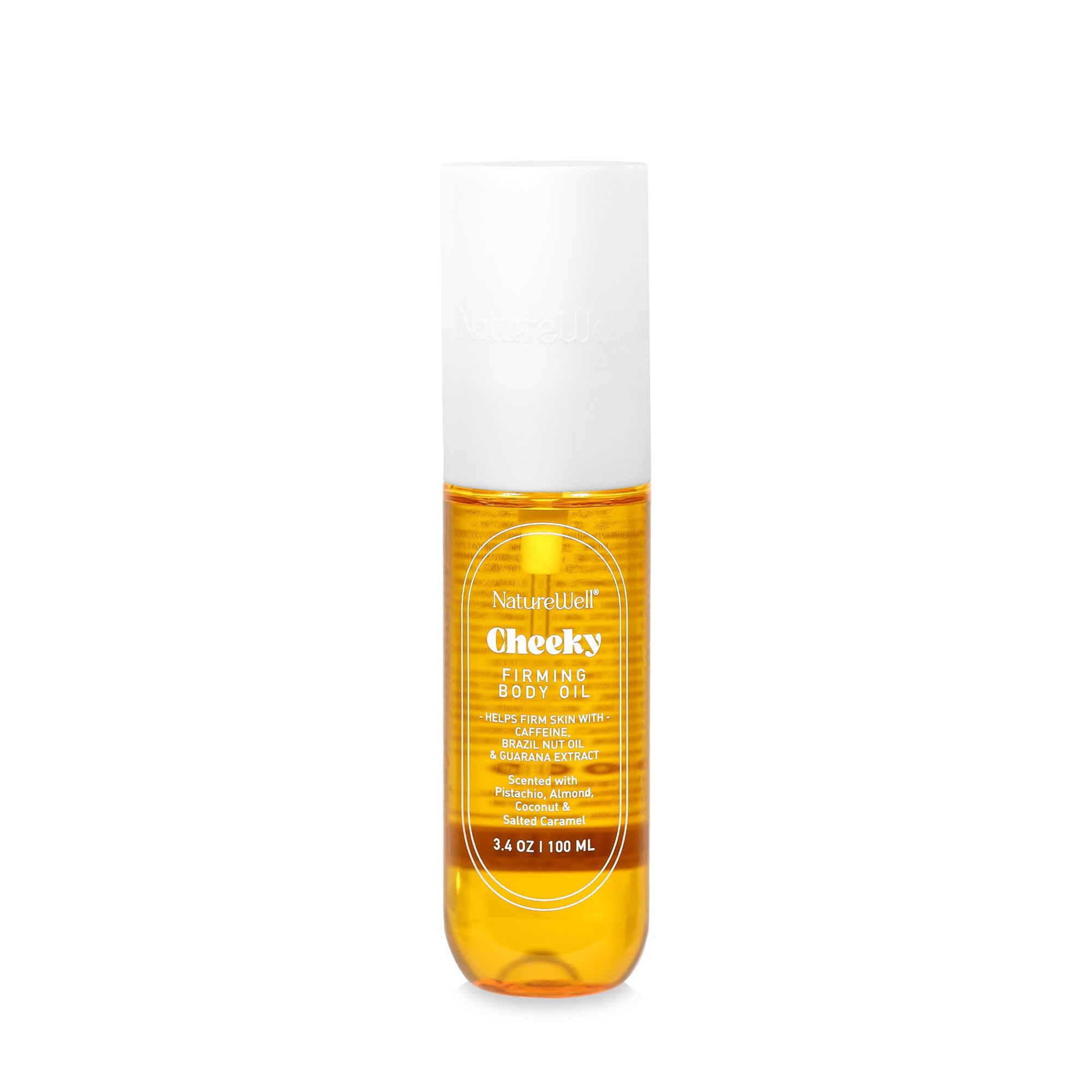 Bottle of NatureWell Cheeky Firming Body Oil
