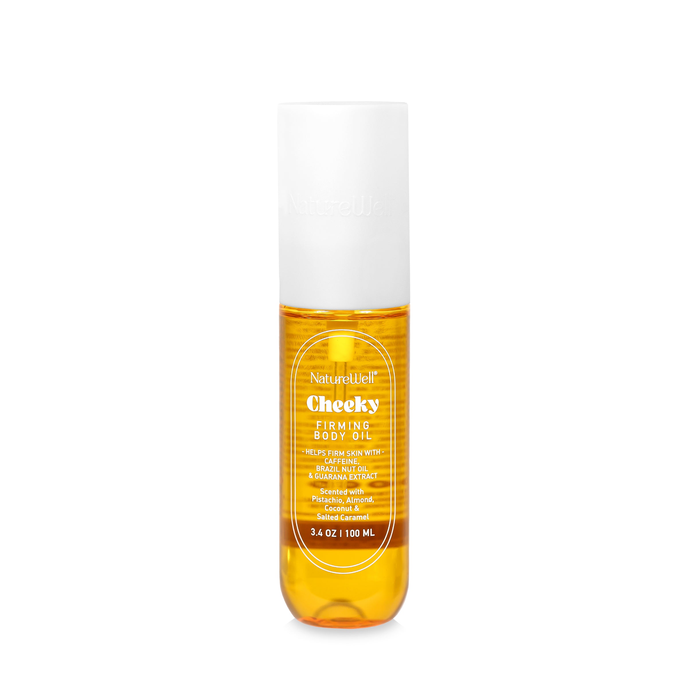 Bottle of NatureWell Cheeky Firming Body Oil