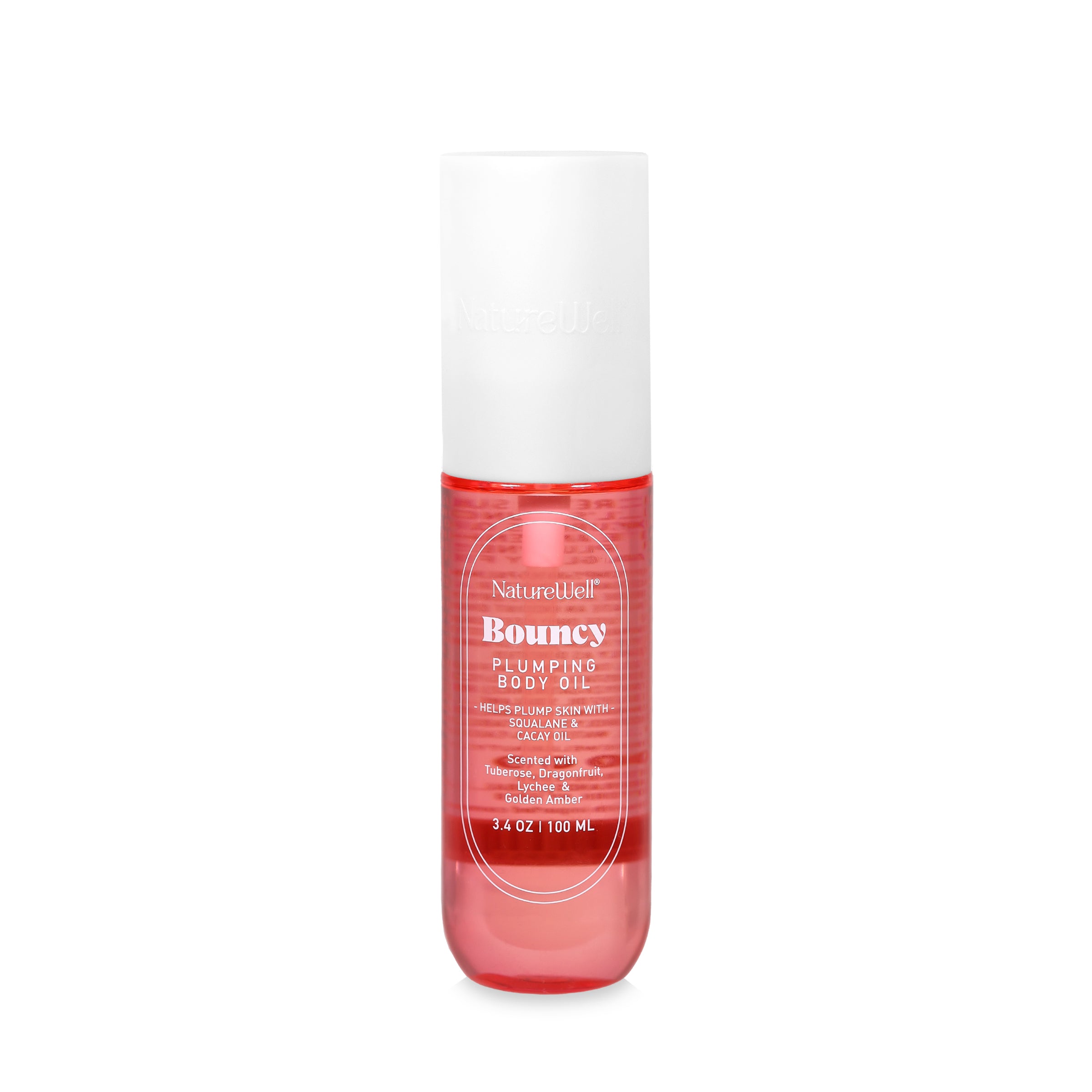 Bottle of NatureWell Bouncy Plumping Body Oil