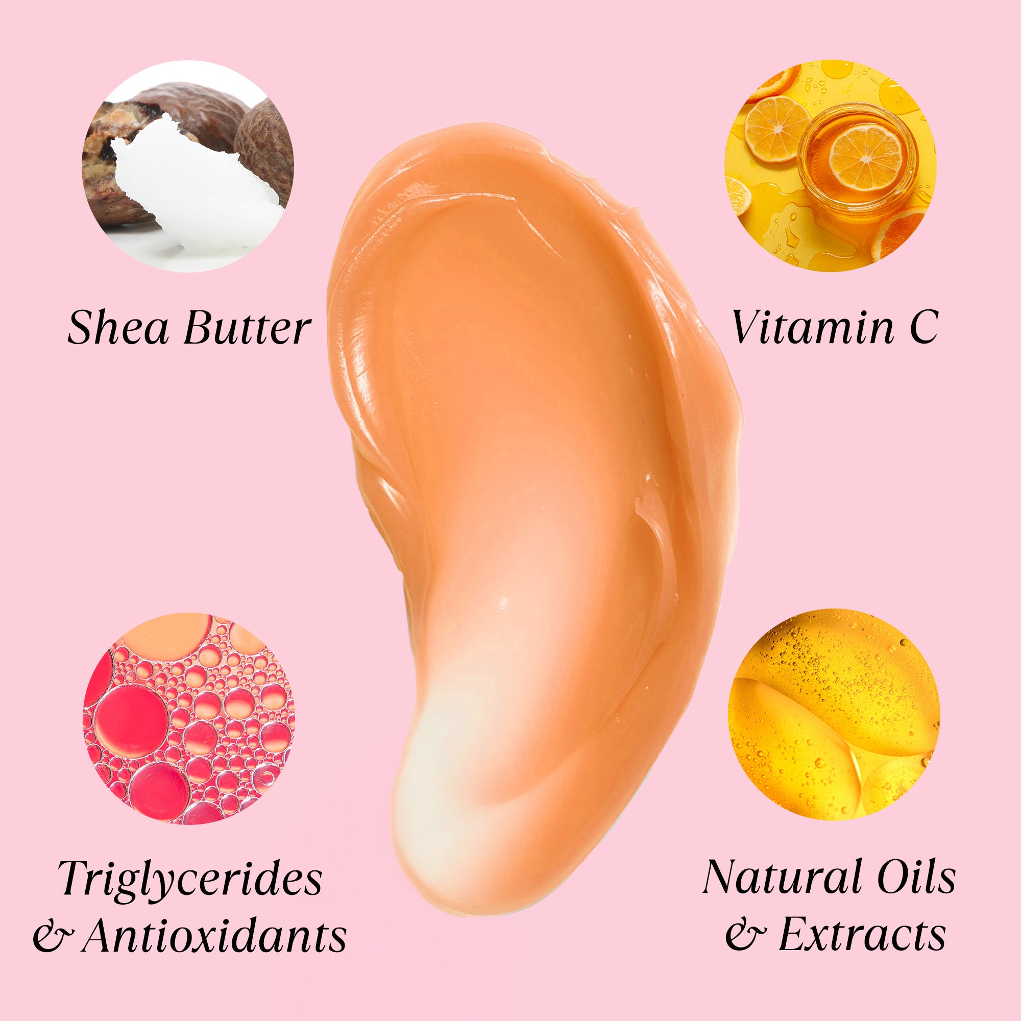 Swatch of NatureWell Berry Lip Mask on a neutral background with ingredients text