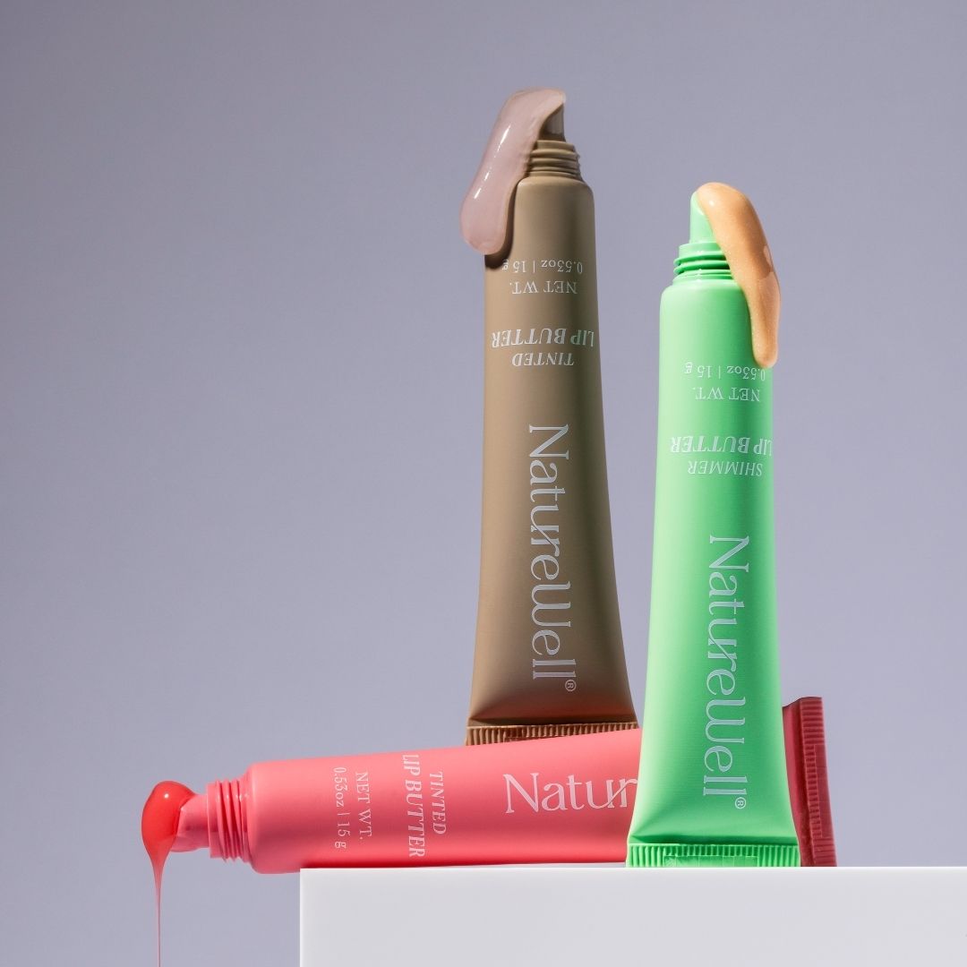 Assortment of 3 tubes of NatureWell Tinted Lip Butters in 3 different shades