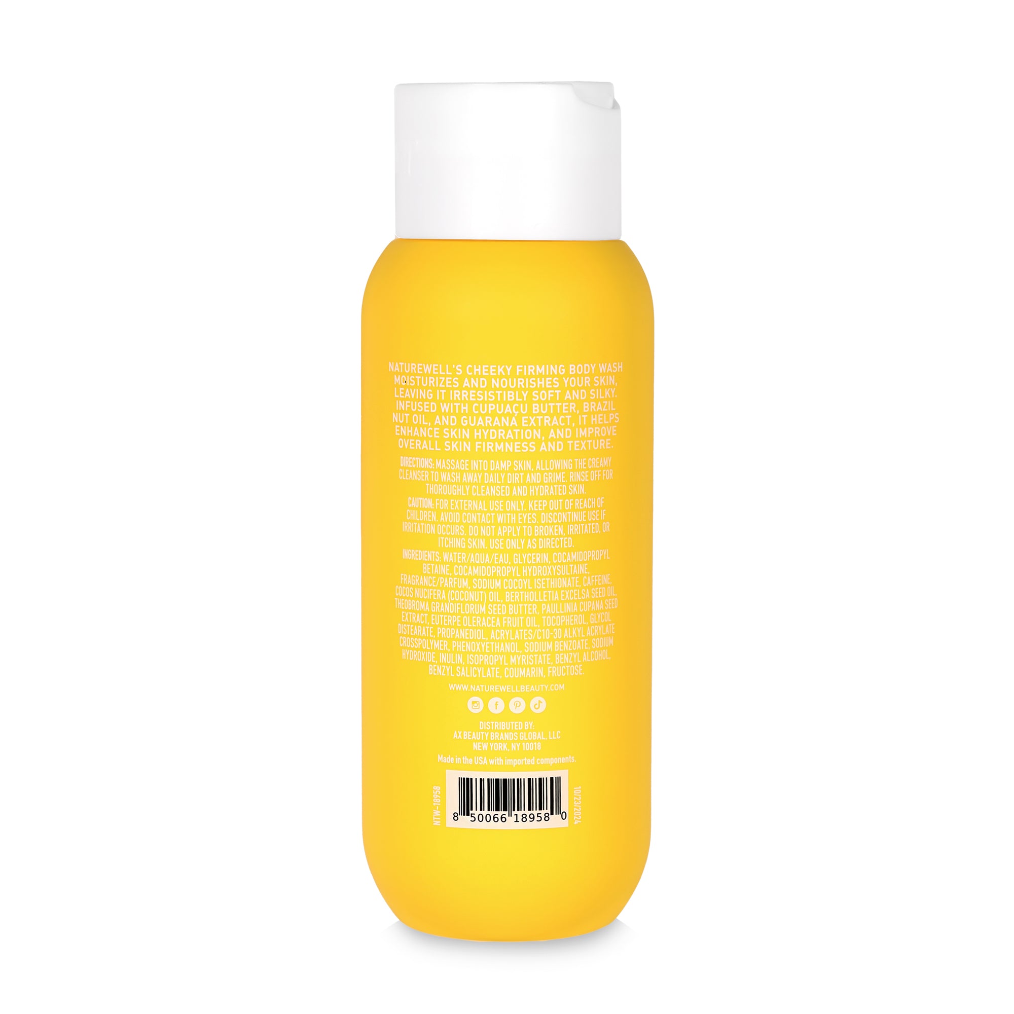 Back of Bottle of NatureWell Cheeky Firming Body Wash