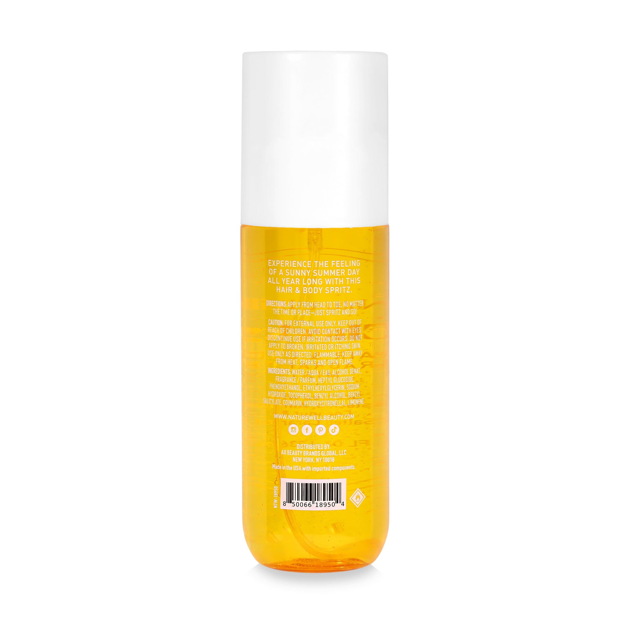 Back of Bottle of NatureWell Cheeky Hair & Body Fragrance Mist