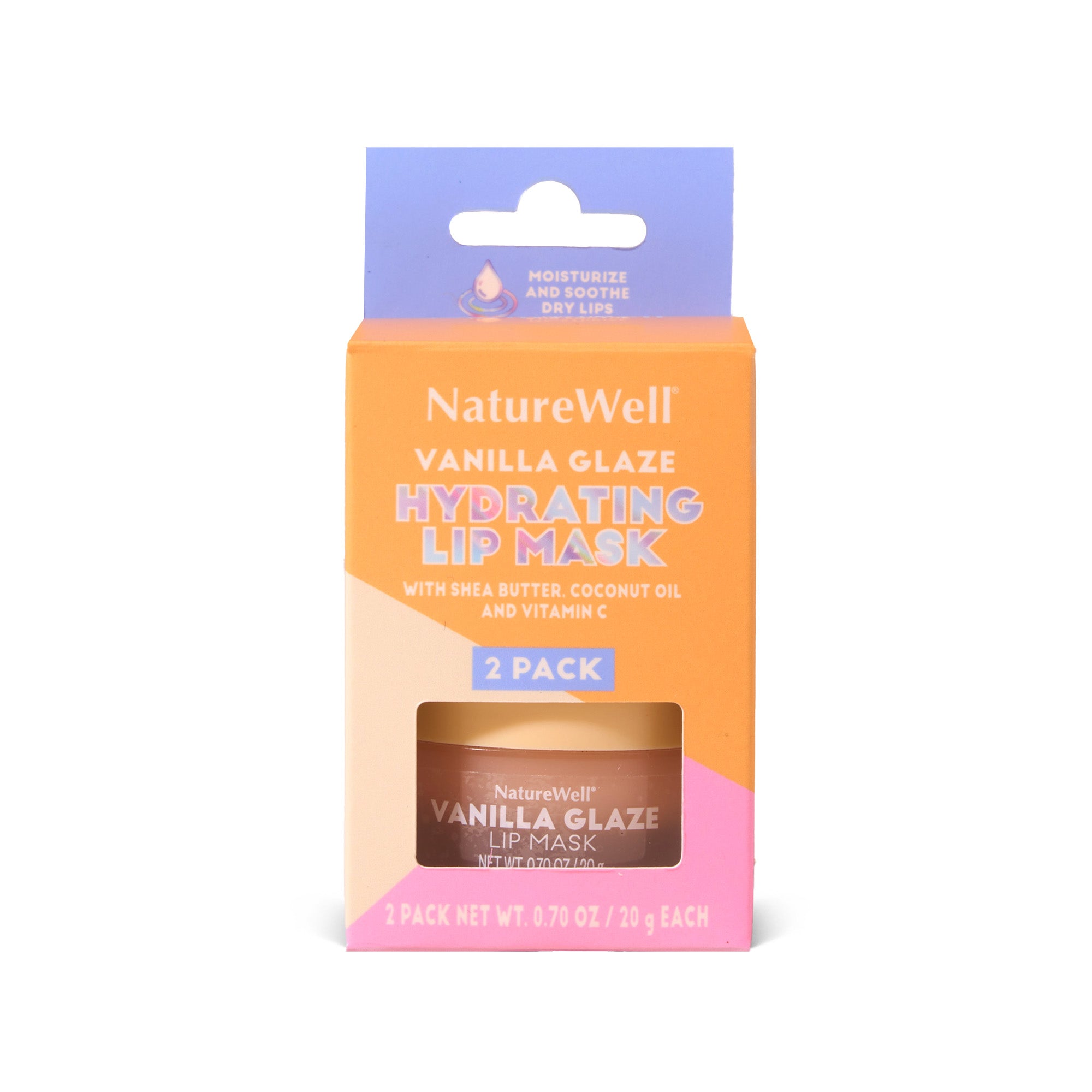 2 pack of NatureWell Vanilla Glaze Hydrating Lip Mask on a white background