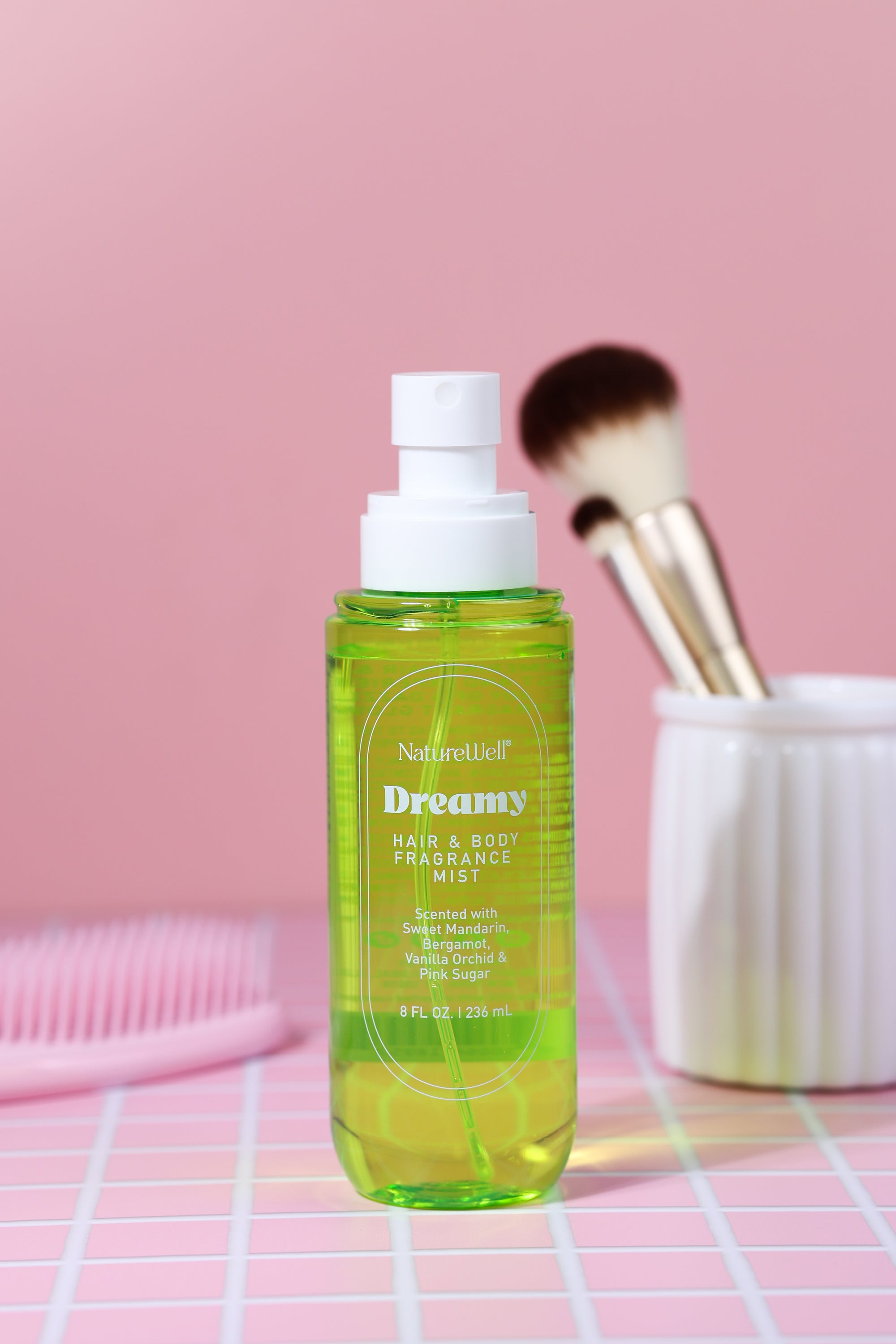 Bottle of NatureWell Dreamy Hair & Body Fragrance Mist