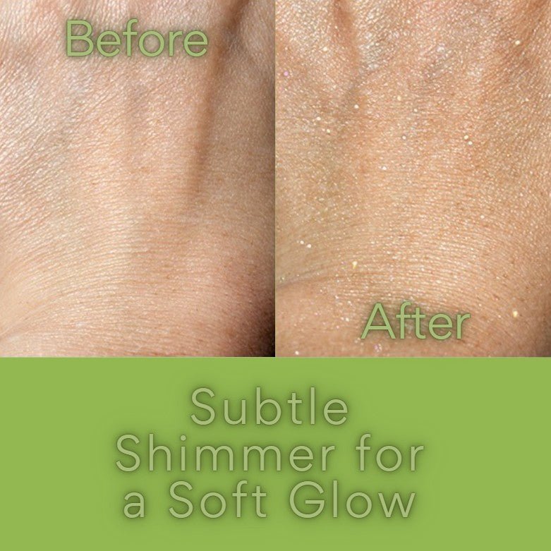 Womans skin before and after using NatureWell Dreamy Radiating Body Cream
