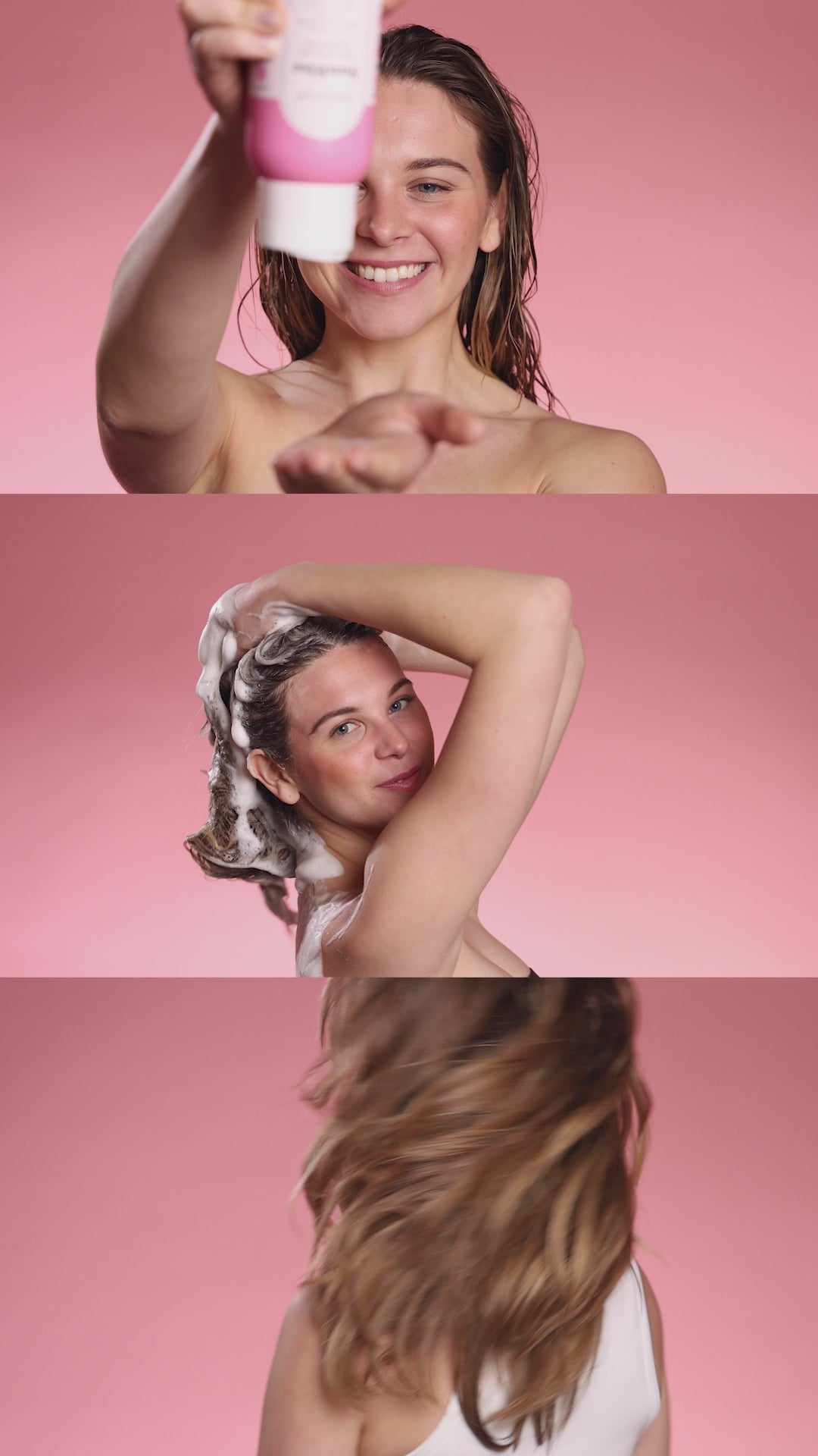 Woman applying NatureWell SunRise Volumizing Shampoo